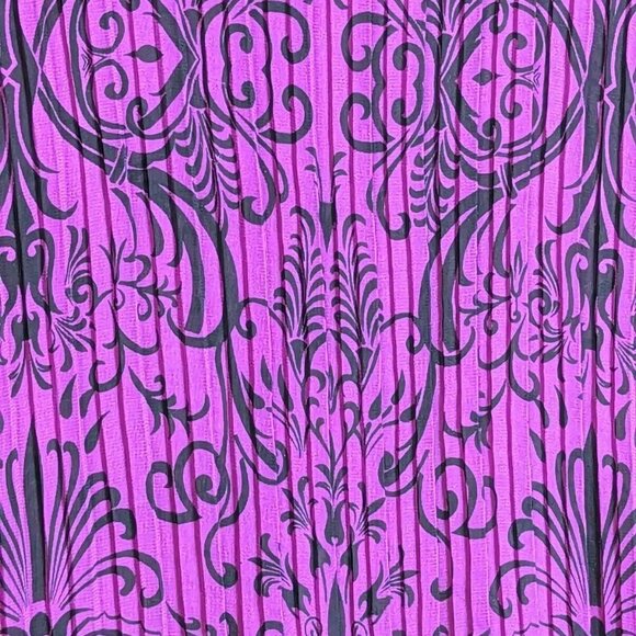 Lane Bryant Plus sz 22/24 Button Up Pleated Paisley Blouse Top Short Puff Sleeve - Picture 7 of 8